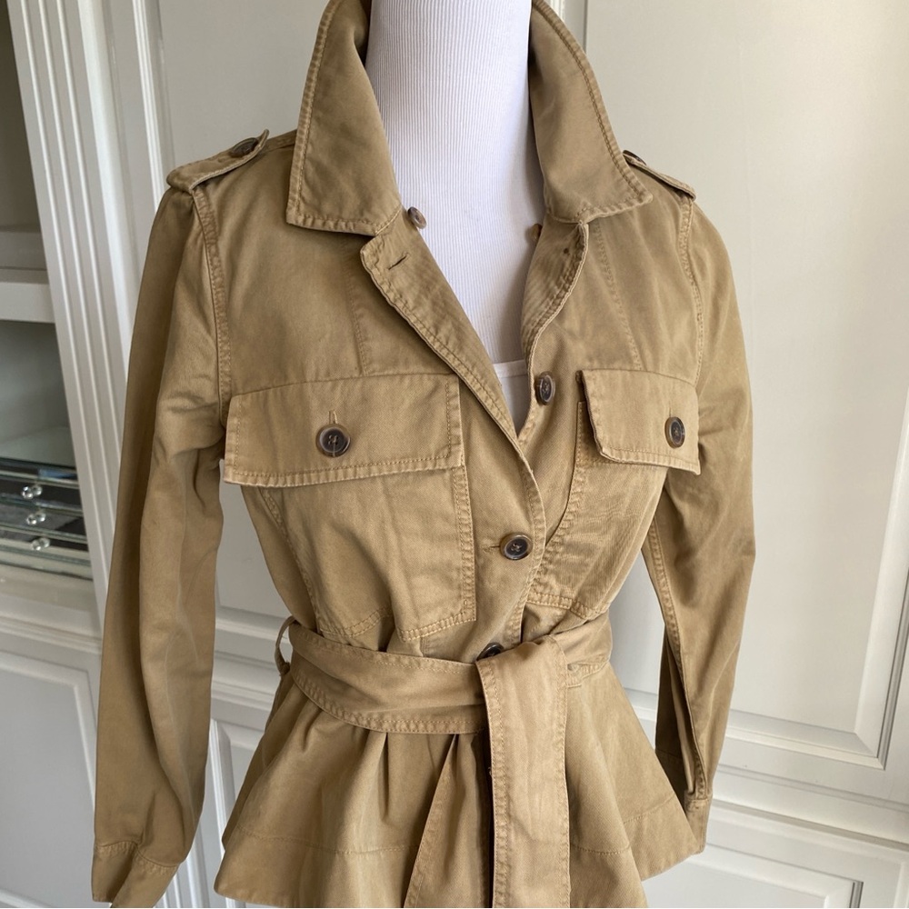NWT J CREW Peplum army jacket with removable  fur collar